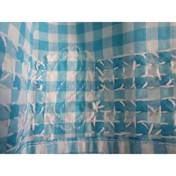 Blue Gingham Bunny Ribbon Trim Cross Stitch Accent Easter Apron Handcrafted GUC - Picture 15 of 16